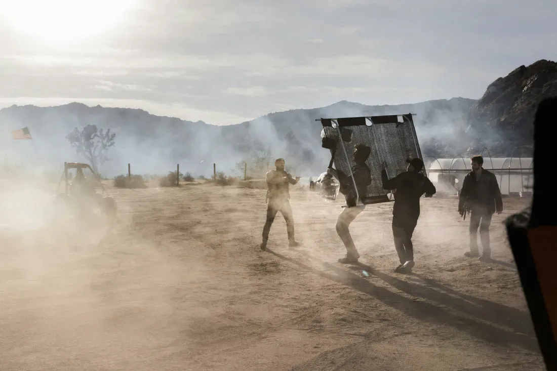 A working film set mid-shoot