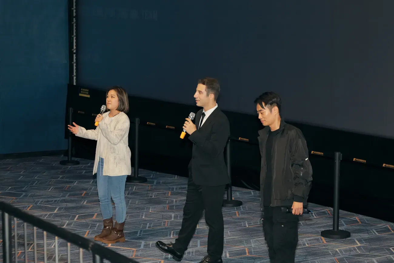 The filmmakers opening the night on stage