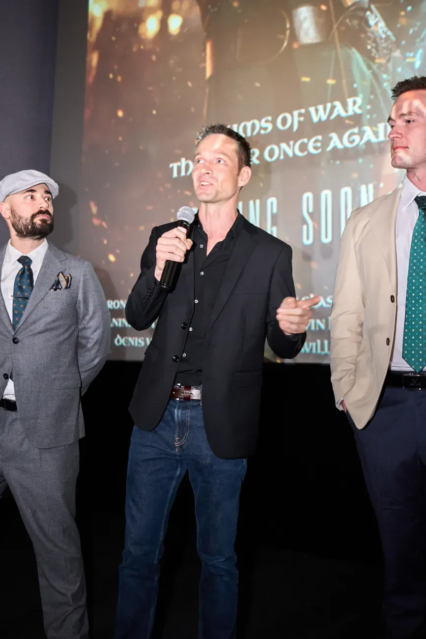 Brono Bajtala on stage introducing the film